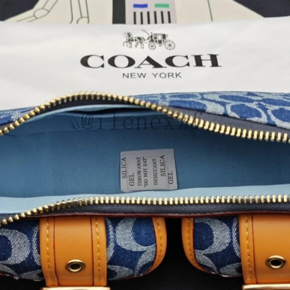 Coach Navy and Tan Shoulder Bag